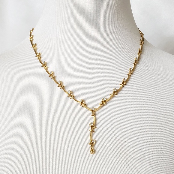 Vintage AVON Gold Chain Crystal Necklace - Picture 1 of 5